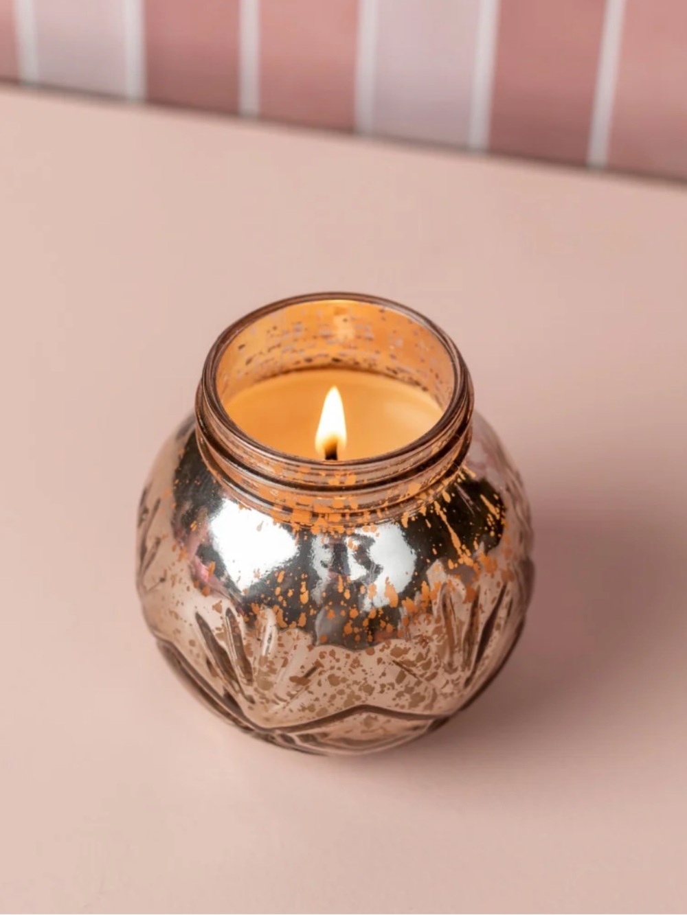 Bridgewater Candle Co. Decorative Mercury Glass Candle Jar Rose Gold Sweet Grace
